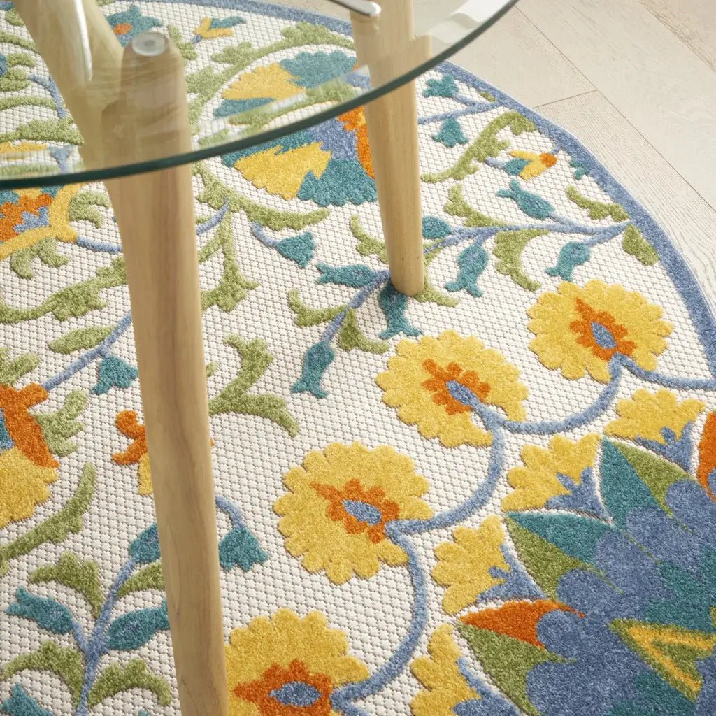 5' Round Multi Medallion Indoor Outdoor Area Rug - Homeroots - Flyclothing LLC