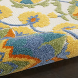 6' X 9' Ivory And Blue Floral Stain Resistant Indoor Outdoor Area Rug - Homeroots - Flyclothing LLC
