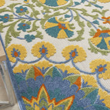 6' X 9' Ivory And Blue Floral Stain Resistant Indoor Outdoor Area Rug - Homeroots - Flyclothing LLC