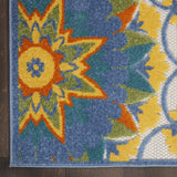 6' X 9' Ivory And Blue Floral Stain Resistant Indoor Outdoor Area Rug - Homeroots