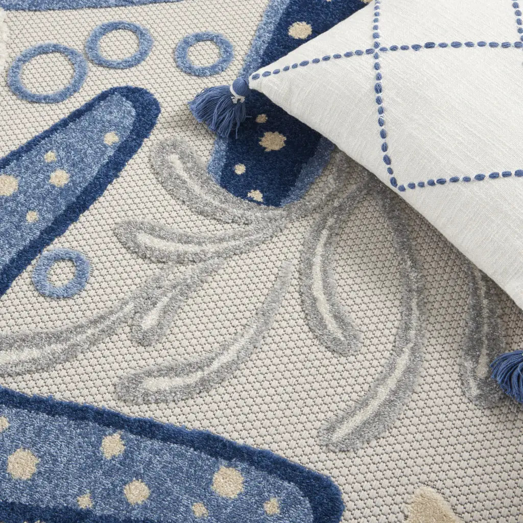 4' X 6' Blue And Gray Indoor Outdoor Area Rug - Homeroots - Flyclothing LLC