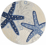 4' Round Blue/Grey Indoor Outdoor Area Rug - Homeroots