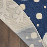 4' Round Blue/Grey Indoor Outdoor Area Rug - Homeroots