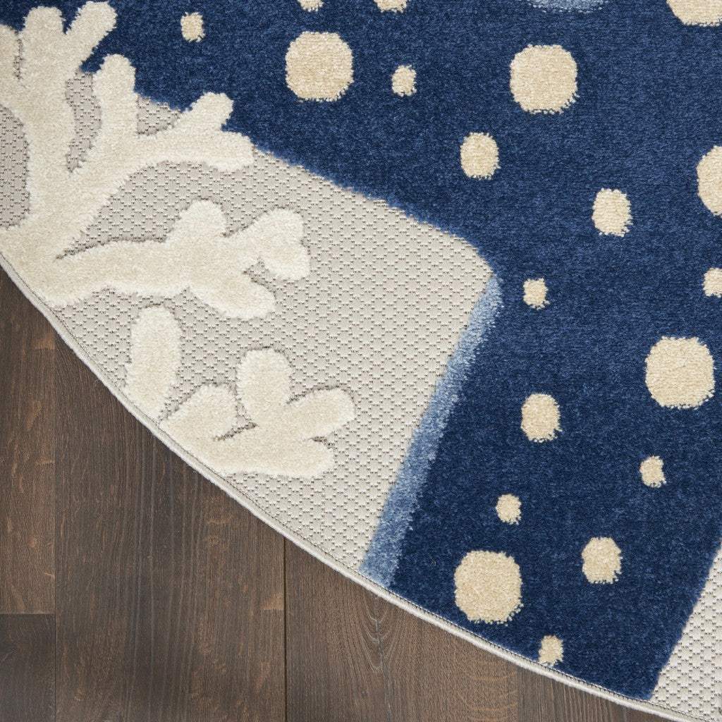 4' Round Blue/Grey Indoor Outdoor Area Rug - Homeroots - Flyclothing LLC