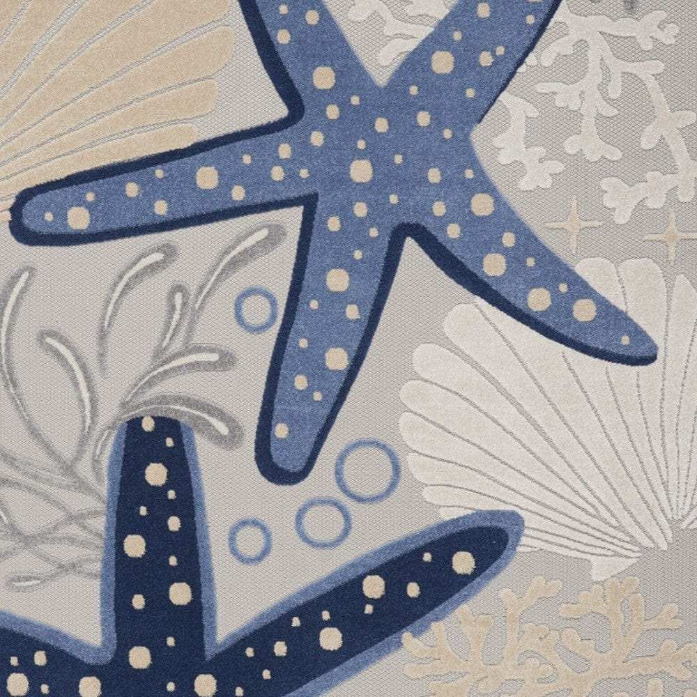 7' X 10' Blue And Gray Indoor Outdoor Area Rug - Homeroots