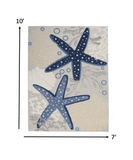 7' X 10' Blue And Gray Indoor Outdoor Area Rug - Homeroots