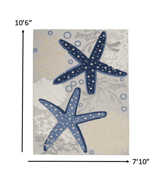 8' X 11' Blue And Gray Indoor Outdoor Area Rug - Homeroots - Flyclothing LLC