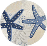 8' Round Blue And Gray Round Indoor Outdoor Area Rug - Homeroots
