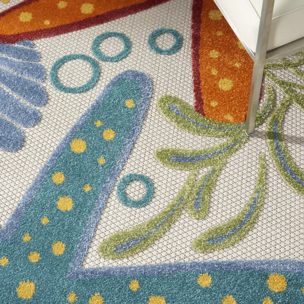 5' Round Yellow And Ivory Round Indoor Outdoor Area Rug - Homeroots - Flyclothing LLC