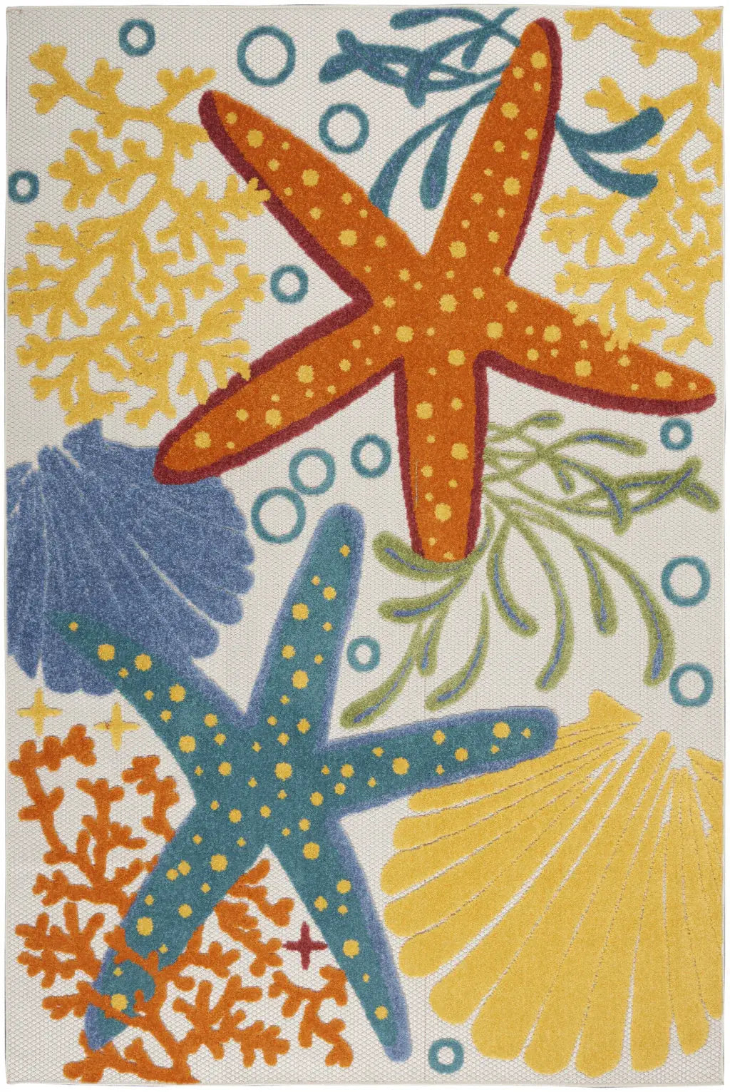 6' X 9' Yellow And Ivory Indoor Outdoor Area Rug - Homeroots - Flyclothing LLC
