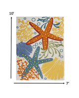 7' X 10' Yellow And Ivory Indoor Outdoor Area Rug - Homeroots - Flyclothing LLC