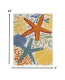7' X 10' Yellow And Ivory Indoor Outdoor Area Rug - Homeroots
