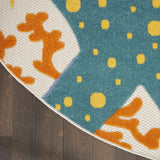 8' Round Yellow And Ivory Round Indoor Outdoor Area Rug - Homeroots