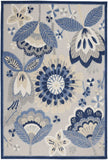 4' X 6' Blue And Gray Floral Indoor Outdoor Area Rug - Homeroots