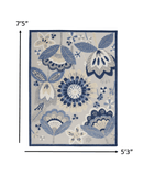 5' X 8' Blue And Gray Floral Indoor Outdoor Area Rug - Homeroots