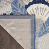 7' X 10' Blue And Gray Floral Indoor Outdoor Area Rug - Homeroots
