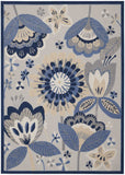 7' X 10' Blue And Gray Floral Indoor Outdoor Area Rug - Homeroots