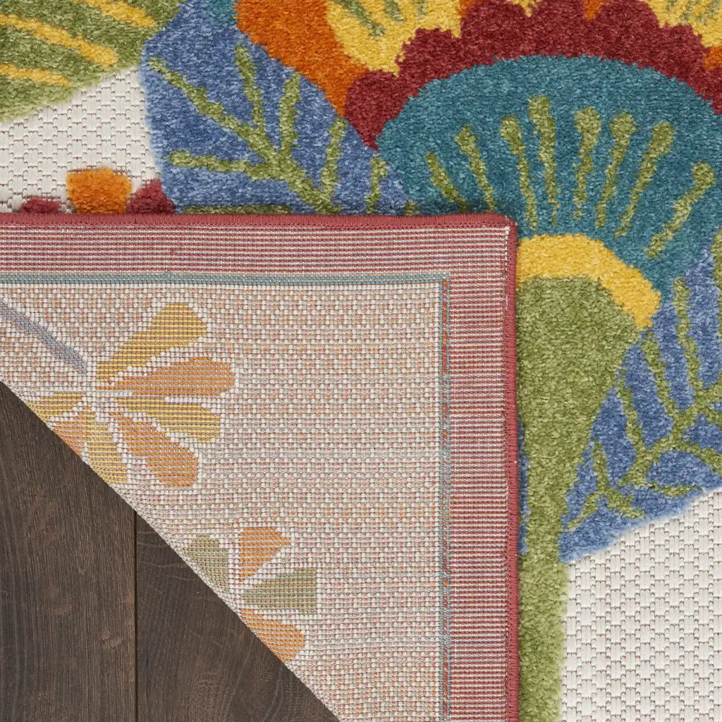 5' X 8' Yellow And Ivory Floral Indoor Outdoor Area Rug - Homeroots - Flyclothing LLC