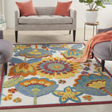 5' X 8' Yellow And Ivory Floral Indoor Outdoor Area Rug - Homeroots - Flyclothing LLC