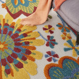 5' X 8' Yellow And Ivory Floral Indoor Outdoor Area Rug - Homeroots - Flyclothing LLC