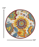 5' Round Yellow And Ivory Round Floral Indoor Outdoor Area Rug - Homeroots