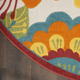 5' Round Yellow And Ivory Round Floral Indoor Outdoor Area Rug - Homeroots