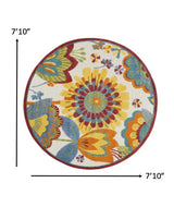 8' Round Yellow And Ivory Round Floral Indoor Outdoor Area Rug - Homeroots - Flyclothing LLC