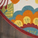 8' Round Yellow And Ivory Round Floral Indoor Outdoor Area Rug - Homeroots