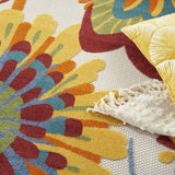 8' Round Yellow And Ivory Round Floral Indoor Outdoor Area Rug - Homeroots - Flyclothing LLC