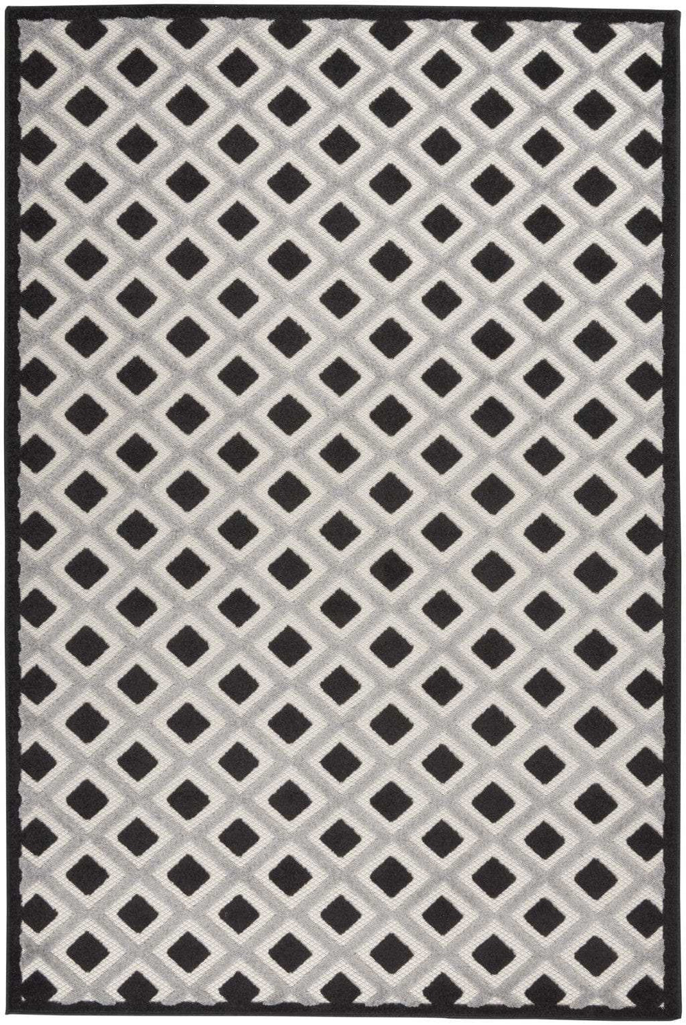 4' X 6' Black And White Geometric Indoor Outdoor Area Rug - Homeroots