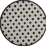 4' Round Black And White Round Geometric Indoor Outdoor Area Rug - Homeroots