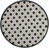 4' Round Black And White Round Geometric Indoor Outdoor Area Rug - Homeroots