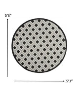 5' Round Black And White Round Geometric Indoor Outdoor Area Rug - Homeroots - Flyclothing LLC