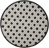5' Round Black And White Round Geometric Indoor Outdoor Area Rug - Homeroots