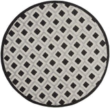 5' Round Black And White Round Geometric Indoor Outdoor Area Rug - Homeroots