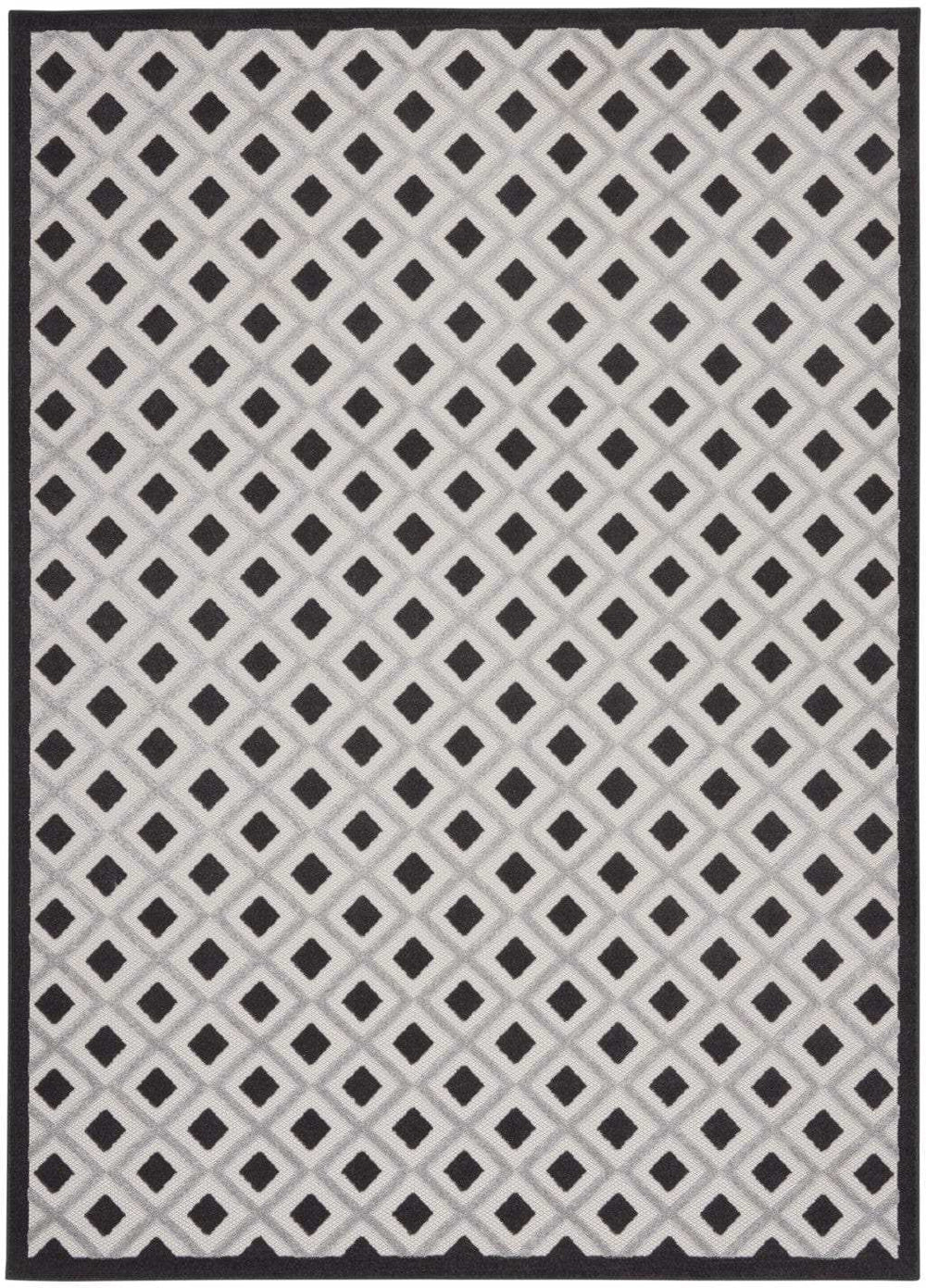 7' X 10' Black And White Geometric Indoor Outdoor Area Rug - Homeroots