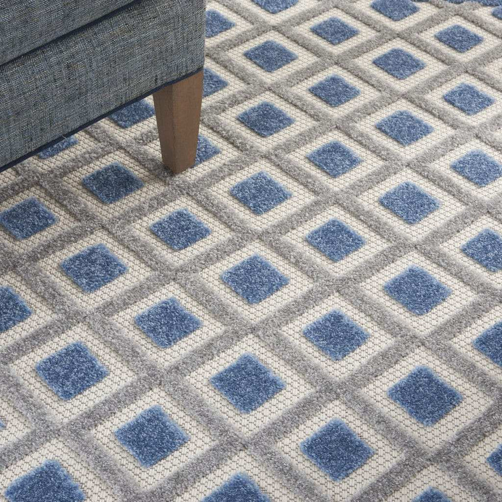 4' X 6' Blue And Gray Geometric Indoor Outdoor Area Rug - Homeroots - Flyclothing LLC