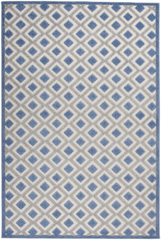 4' X 6' Blue And Gray Geometric Indoor Outdoor Area Rug - Homeroots - Flyclothing LLC