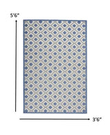4' X 6' Blue And Gray Geometric Indoor Outdoor Area Rug - Homeroots - Flyclothing LLC