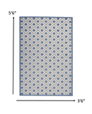 4' X 6' Blue And Gray Geometric Indoor Outdoor Area Rug - Homeroots