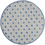 4' Round Blue And Gray Round Geometric Indoor Outdoor Area Rug - Homeroots - Flyclothing LLC