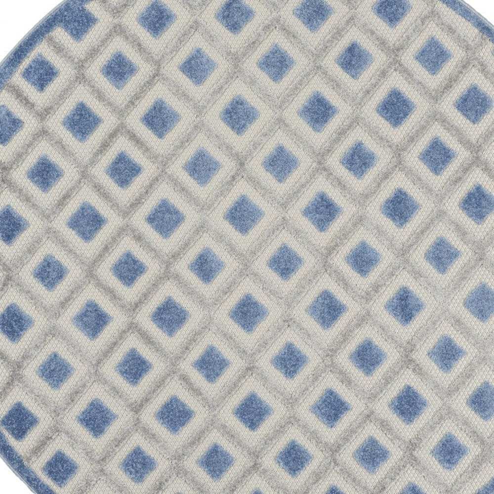 4' Round Blue And Gray Round Geometric Indoor Outdoor Area Rug - Homeroots - Flyclothing LLC