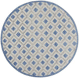 4' Round Blue And Gray Round Geometric Indoor Outdoor Area Rug