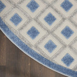 4' Round Blue And Gray Round Geometric Indoor Outdoor Area Rug - Homeroots - Flyclothing LLC