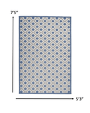 5' X 8' Blue And Gray Geometric Indoor Outdoor Area Rug - Homeroots