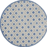 5' Round Blue And Gray Round Geometric Indoor Outdoor Area Rug - Homeroots
