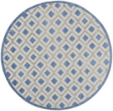 5' Round Blue And Gray Round Geometric Indoor Outdoor Area Rug - Homeroots