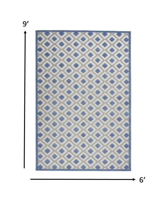 6' X 9' Blue And Gray Geometric Indoor Outdoor Area Rug - Homeroots - Flyclothing LLC