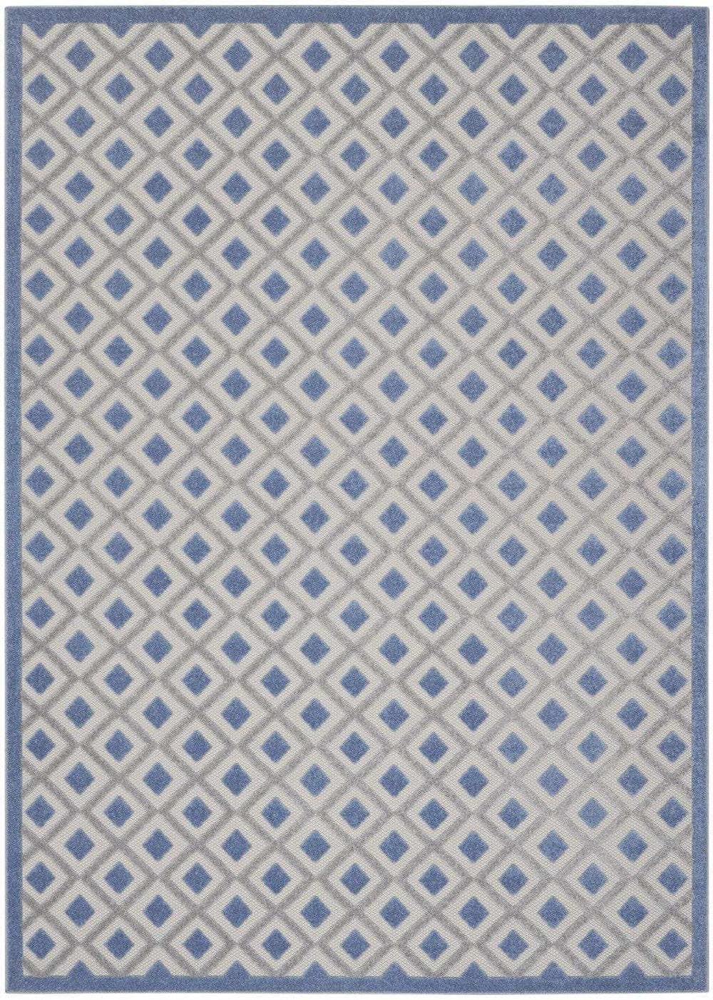 7' X 10' Blue And Gray Geometric Indoor Outdoor Area Rug - Homeroots