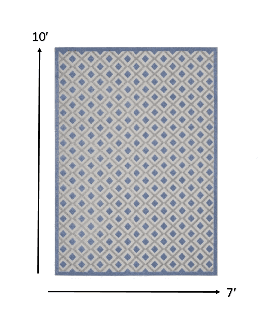 7' X 10' Blue And Gray Geometric Indoor Outdoor Area Rug - Homeroots - Flyclothing LLC